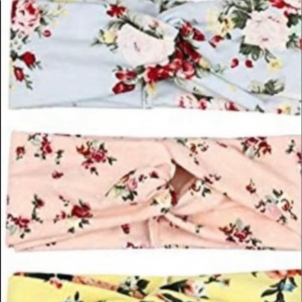 PACK of 3 Boho Floral Style Criss Cross Head Wrap - Picture 3 of 5